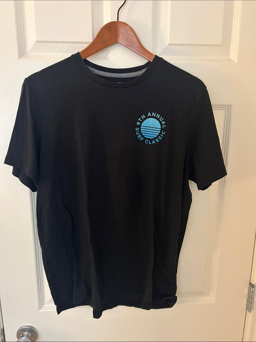 Old Navy Black Tee with Blue Surf Logo